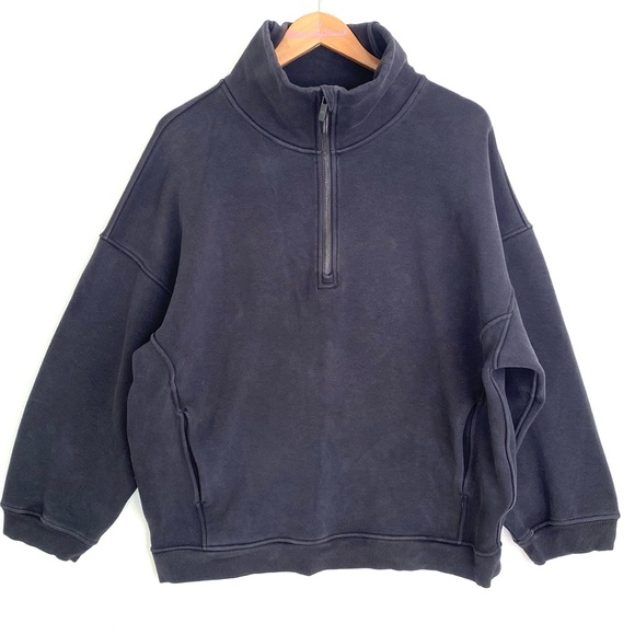 (A11) Lululemon Thick Fleece Half Zip, Black, Size M/L - Picture 5 of 13